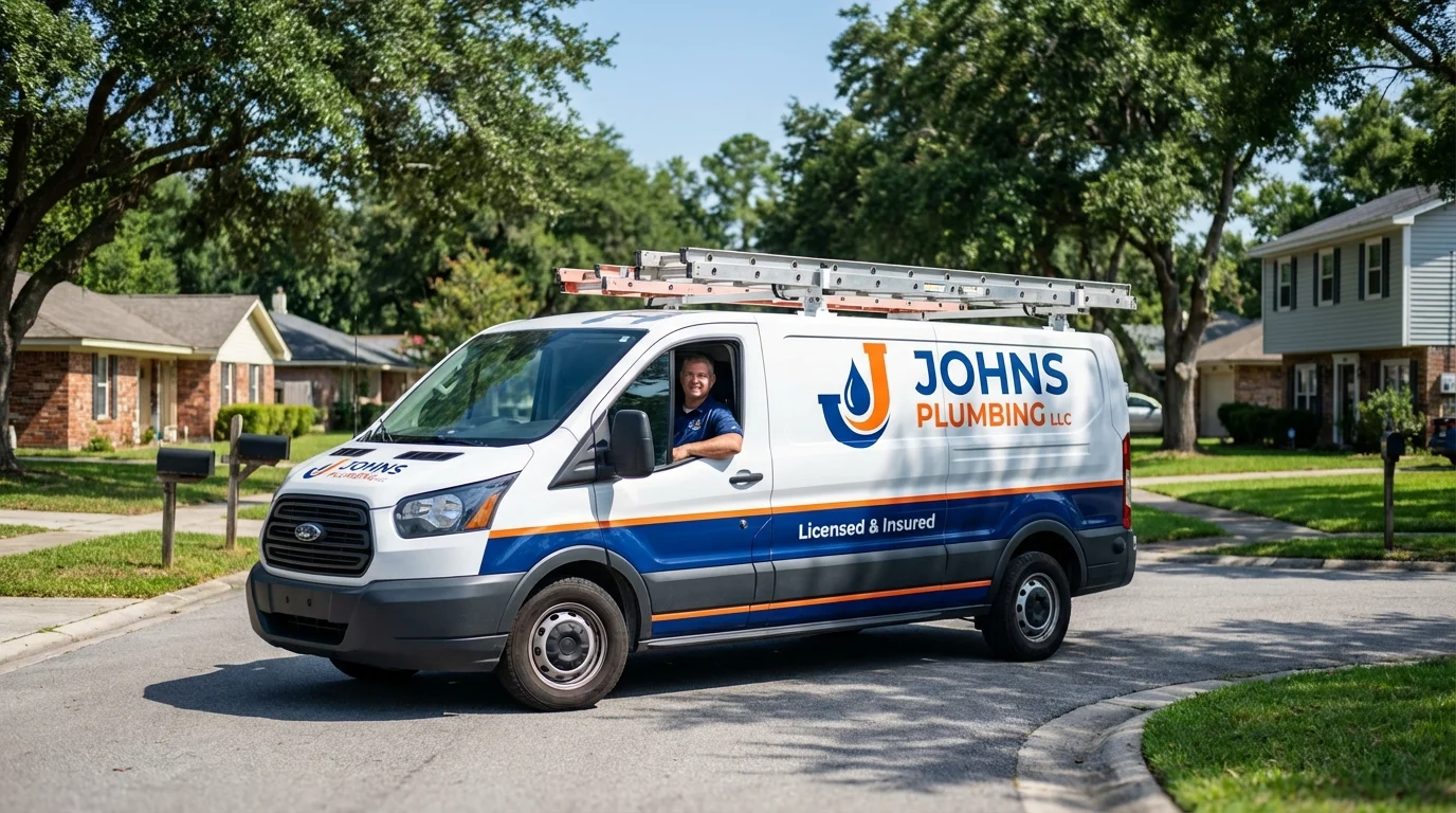 Johns Plumbing LLC service van in Hereford, TX
