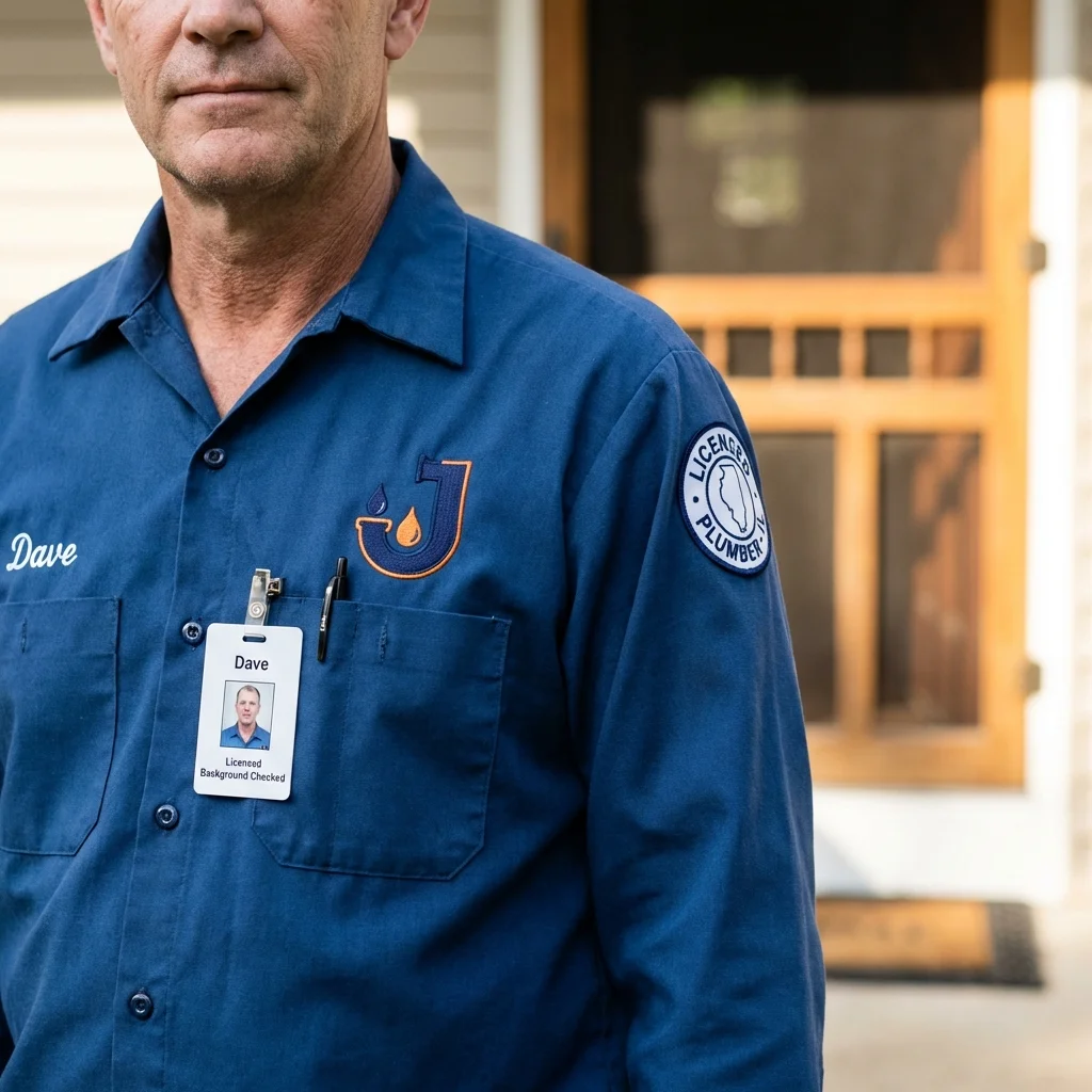 Licensed plumber showing ID badge in Hereford, TX