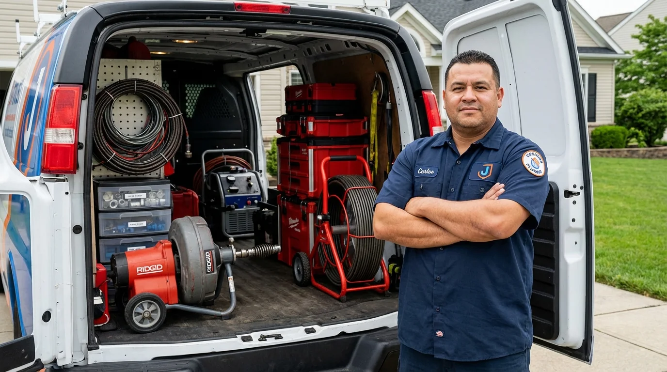 Professional drain cleaning equipment and Johns Plumbing LLC plumber in Hereford